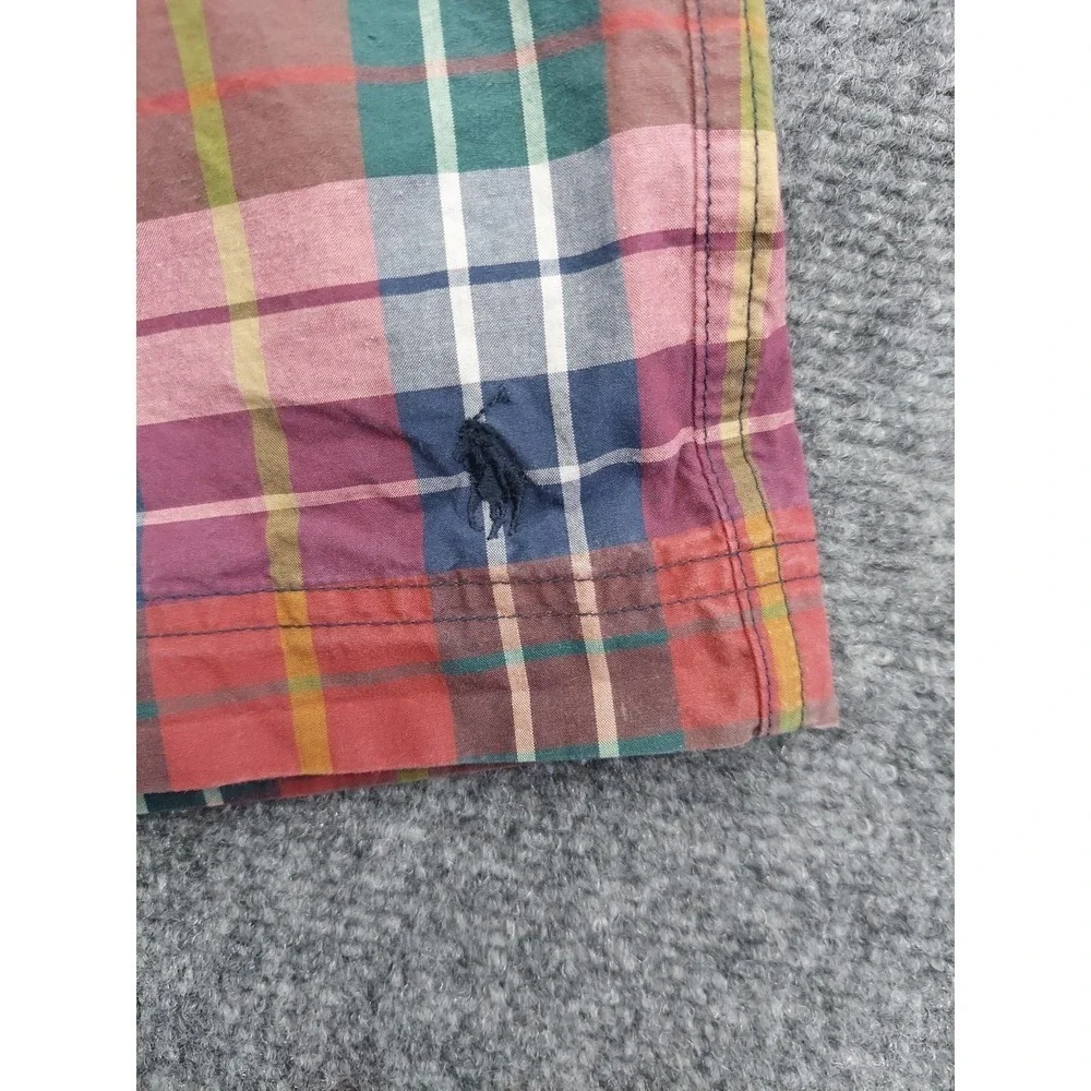 Polo Ralph Lauren Sport Swim trunks Mens Large Red Tartan Plaid Beach Pony
